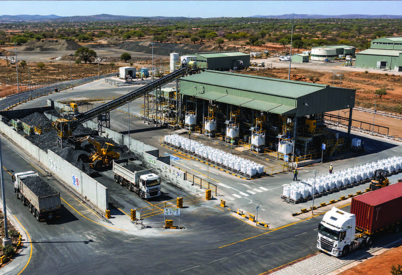 Concept illustration of a mineral packing and export facility